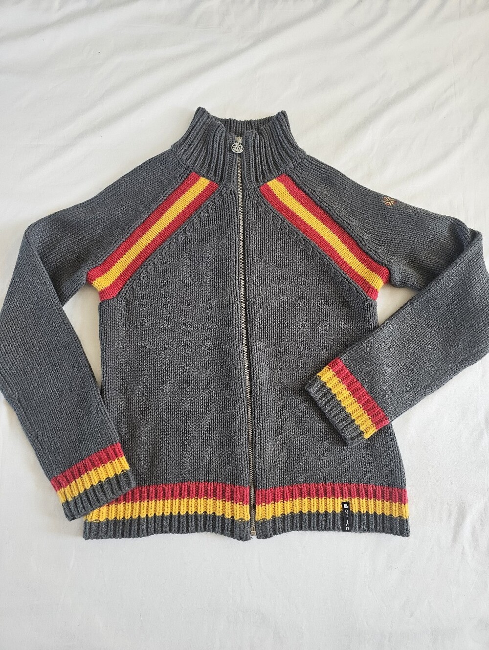 VTG Burton Full Zip Knit Sweater Jacket Sz M Y2K 2000's Snowboard Striped